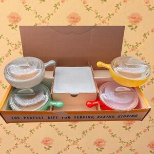 Sold*** New in original box Vintage McKee French Casseroles with Serving Tiles